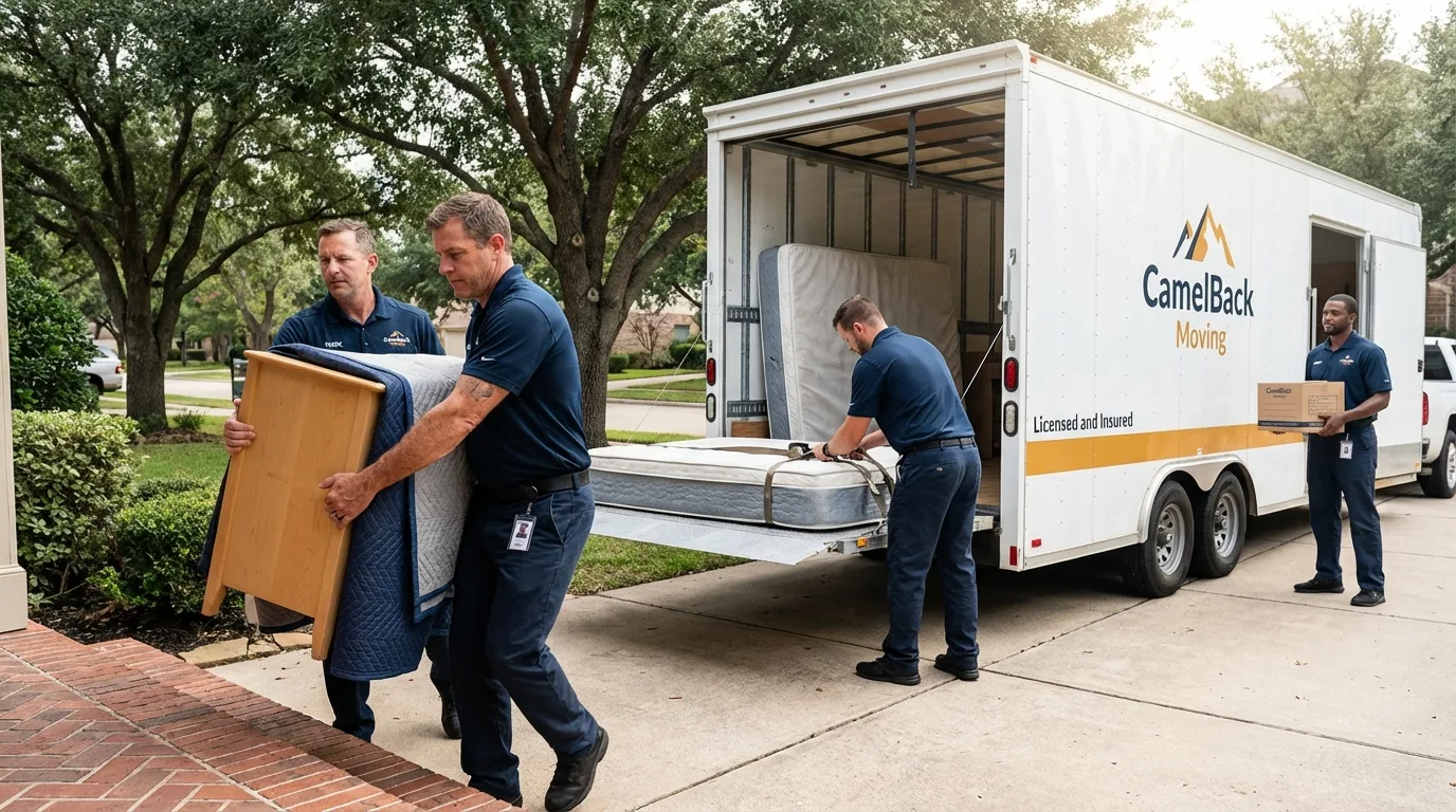 Crew loading residential truck for cross-state move from Warm Springs, OR