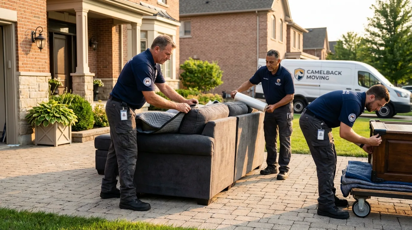 Large estate moving crew wrapping furniture in Warm Springs, OR