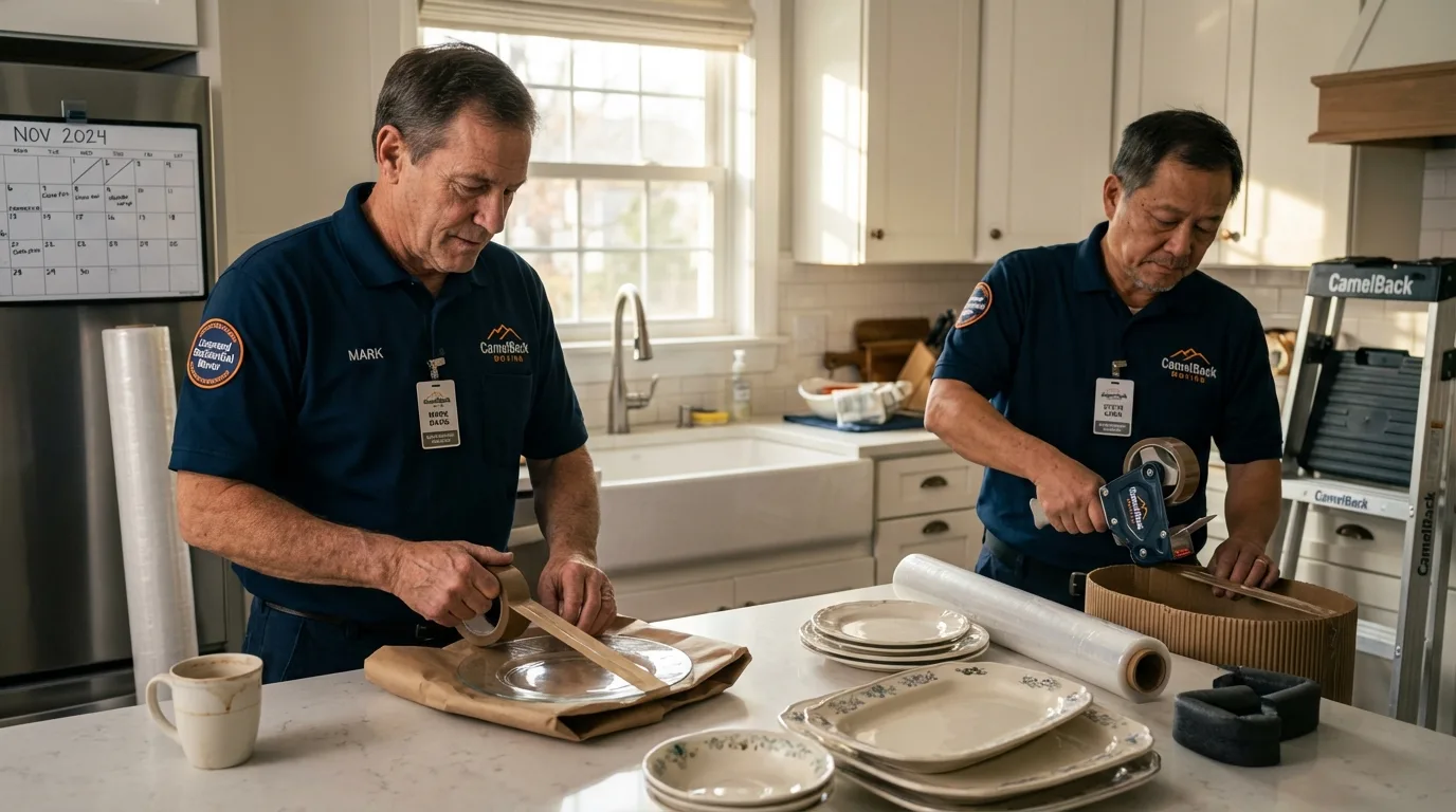 Professional crew packing kitchen dishware in Warm Springs, OR